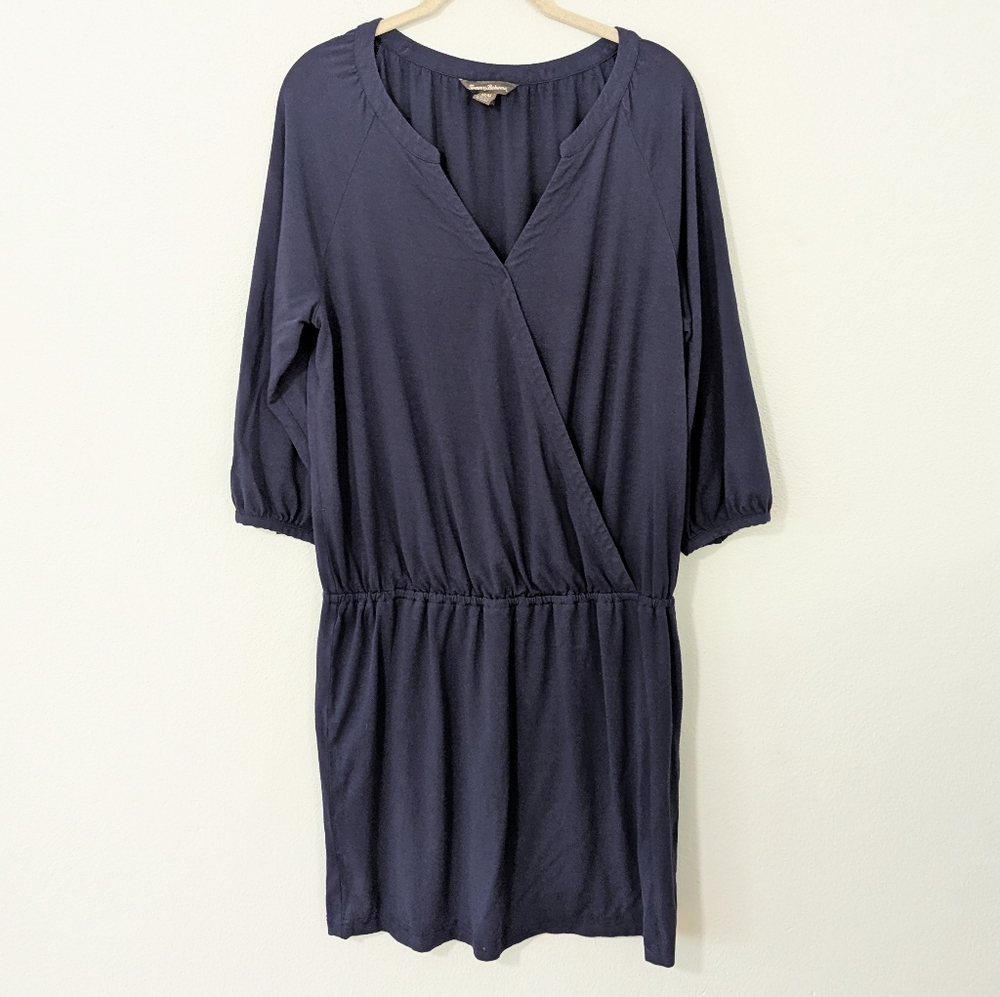 Tommy Bahama Tambour Blouson Dress 3/4 Sleeve Knee Length Jersey Dress Medium M